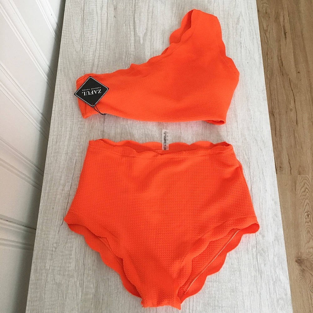 NWT Zaful orange high waisted bikini